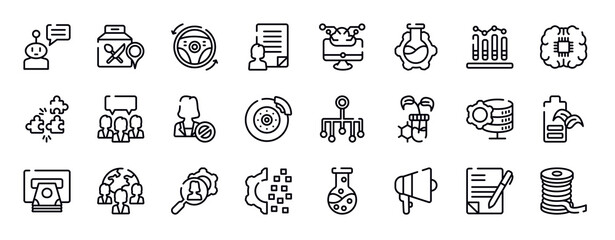 general thin line icons collection. general editable outline icons set. business performance, future technology, compatibility, group opinion, impeachment, disk brake stock vector.