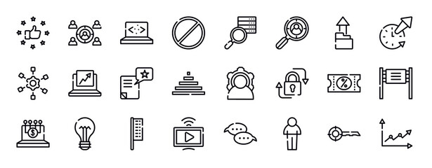 Fototapeta premium business and charts thin line icons collection. business and charts editable outline icons set. upload folder, time out, project scheme, trending, wish, null stock vector.