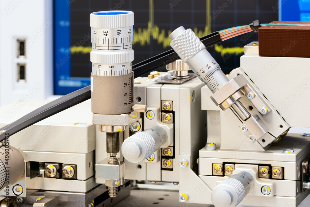 Poster experiment in photonic laboratory with laser