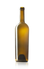 Empty wine bottle isolated on white background.