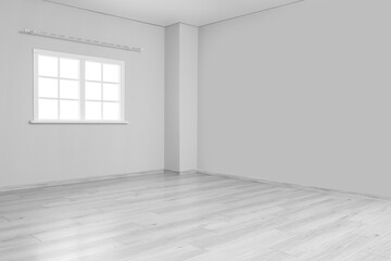 Obraz premium View of big empty room with light walls and window