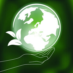 Happy earth day. Earth day concept. Hands holding globe, earth.
