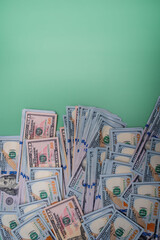 American dollars on a green background. Finance and business.