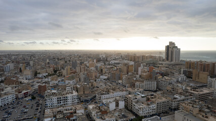Fototapeta premium December 30, 2021: Capital of Libya, Tripoli seafront skyline view.
