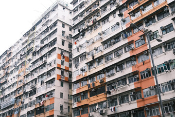 Old Apartment in Hong Kong. dense residential building, urban area, Tokwawan