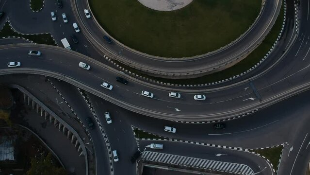 Car are moving at rush hour top iew from drone 