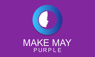 Make May Purple. Annual stroke awareness month vector template for banner, poster, card and background design.