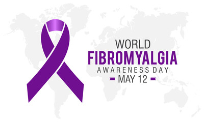 World Fibromyalgia Awareness. May 12 calls attention to fibromyalgia concept for banner, poster, card and background design.