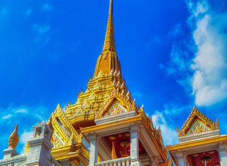 Fototapeta premium Traditional Buddhist temple structure in Bangkok, Thailand.