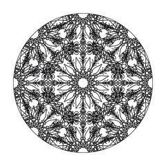 Circular pattern in the form of mandala with flower for henna mandala tattoo decoration
