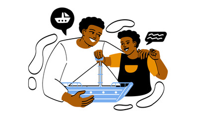 Funny Kid Engaged in Different Activities