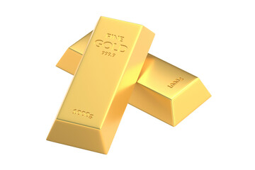 Gold bars isolated on white background. 3d render