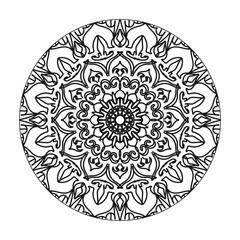 Circular pattern in the form of mandala with flower for henna mandala tattoo decoration
