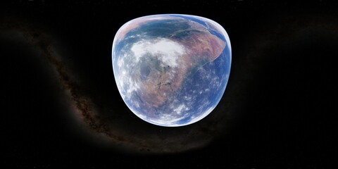 360 degree environment map of an orbital view of the earth in a height of 1000 km above Mount Kilimanjaro in Tansania / Africa.