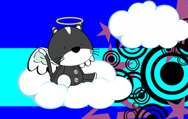 cute little angel baby cat cartoon background