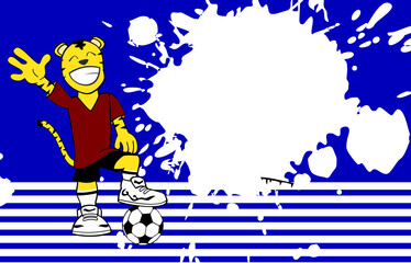 fitness tiger character cartoon soccer background in vector format