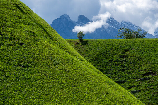 Steep alpine mountain landscape near Altdorf, Uri, Switzerland