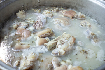 cooking delicious pozole, cooking delicious and traditional white pozole, cooked over firewood.cooking delicious pozole, cooking delicious and traditional white pozole.