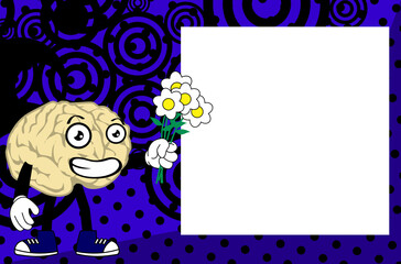 funny brain character cartoon pictureframe background in vector format