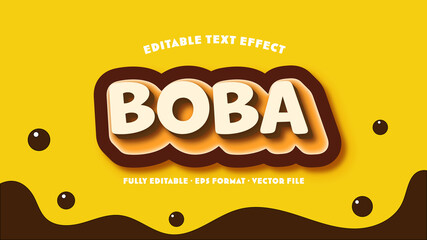 Boba Editable Text Effect with Floating Boba Pearl Ornament