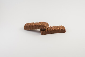 Vegetarian chocolate bar on a white background