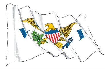 Textured Grunge Waving Flag of US Virgin Islands