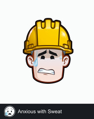 Construction Worker - Expressions - Concerned - Anxious with Sweat