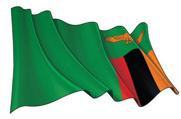 Waving Flag of Zambia