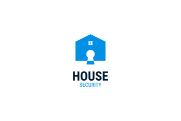 Flat lock or key icon with house security logo design smart key home