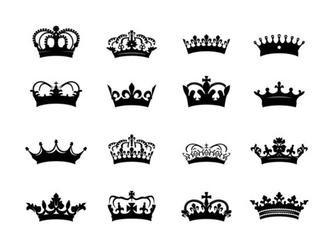 Set Crowns. Vector Icons.