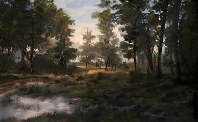 an oil painting of a landscape