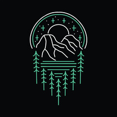 mountain badge monoline vector design