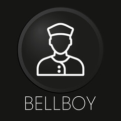 Bellboy minimal vector line icon on 3D button isolated on black background. Premium Vector.