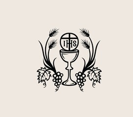 Bread and Wine Symbol, IHS Icon, art vector design