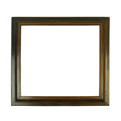 Wooden brown frame for paintings. Isolated on white