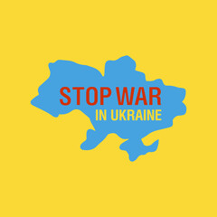 Obraz premium Stop Putin Stop War Banner text with Ukraine flag. International protest, Stop the war against Ukraine. Vector illustration 