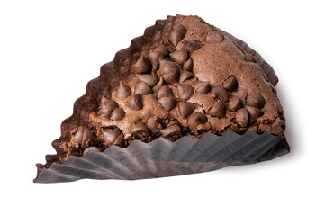 Chocolate brownie cake isolated on white background. clipping path