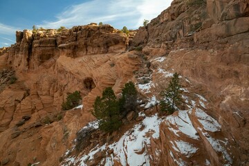 Snow on the canyon wall