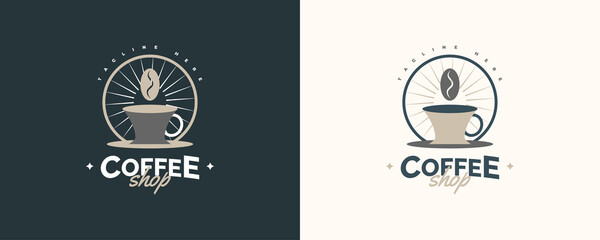 Vintage and Minimal Coffee Shop Logo. Cafe Logo or Emblem with Retro Style