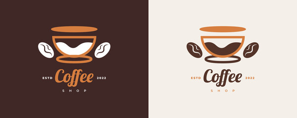 Vintage and Minimal Coffee Shop Logo. Cafe Logo or Emblem with Retro Style
