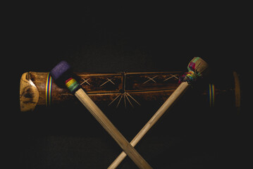 Mexican instrument Teponaztli, slit drum