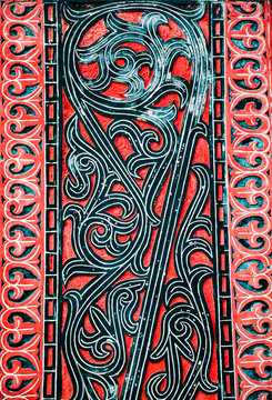 Traditional Handmade Sculpture Patterns of the Batak Tribe Called Gorga and Jabu Bolon