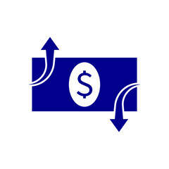 Money with sign multiple arrow icon design isolated on white background