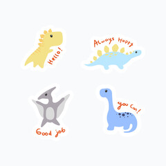 set of cute dinosaur sticker