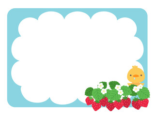 ひよこといちごのフレーム素材