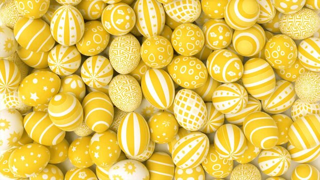 Beautiful Easter background with colorful Easter eggs. 3d animation