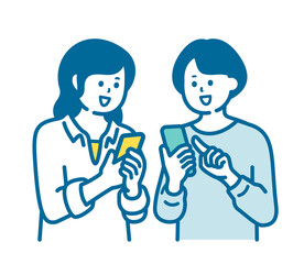 Two women showing off their smartphones