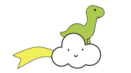 cute dinosaur flying on cute cloud