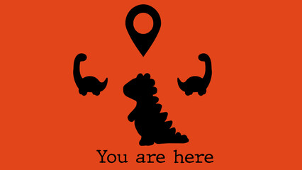 Dinosaur silhouette, you are here, dino location