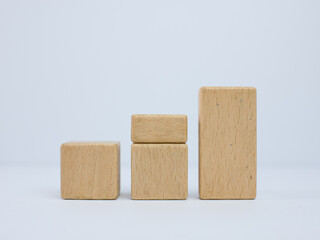 wooden block toy success and Growth concept. suitable for investment and financial content